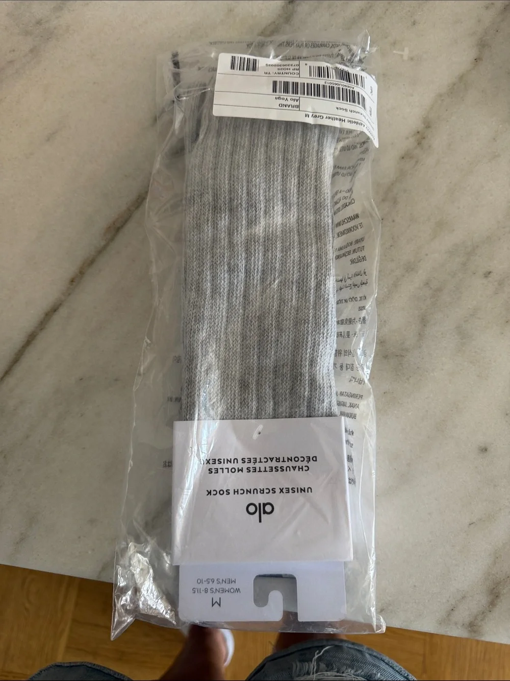 NWT Alo yoga Unisex Scrunch Sock - Heather grey size M women size 8-11.5